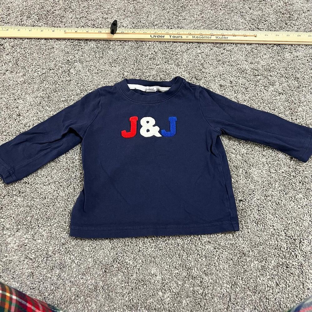 Janie and Jack Baby Boys J&J Navy Long Sleeve Shirt size 12 months